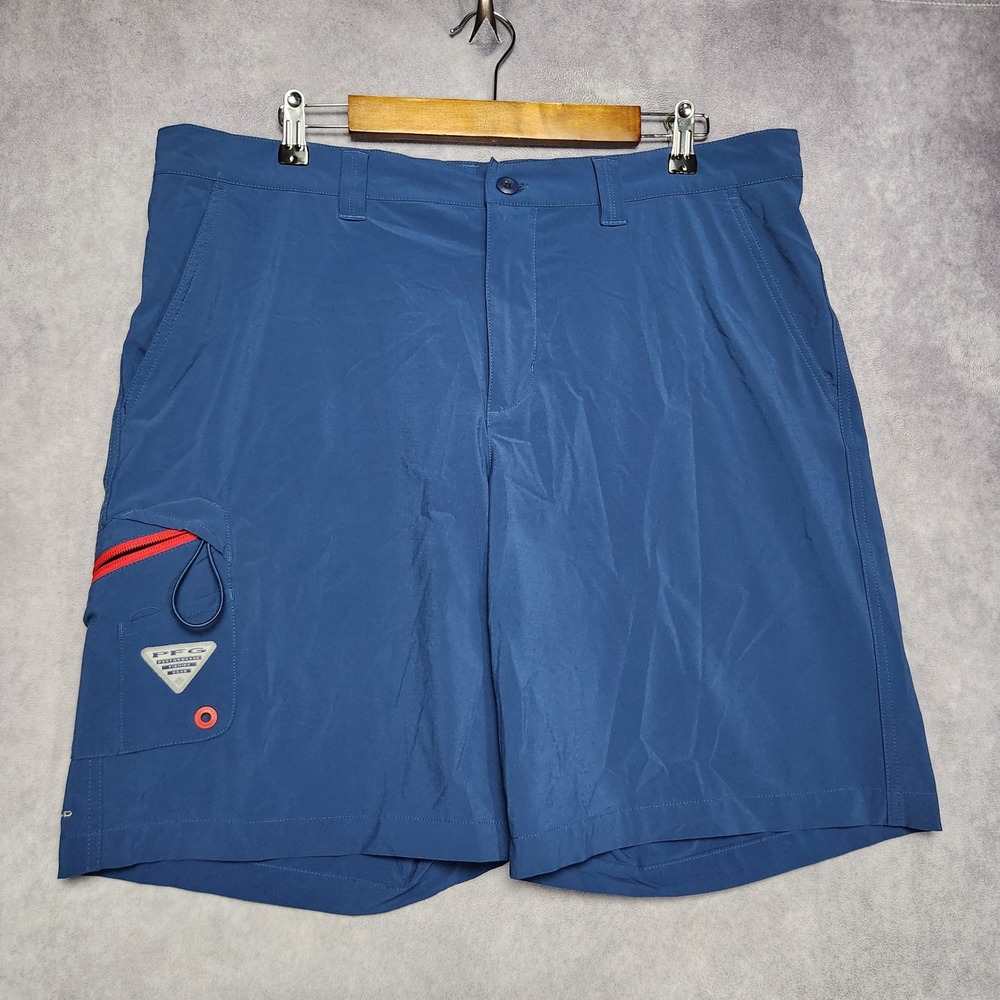 Columbia PFG Blue Omni-Shield Fishing Shorts Mens 38W 10L FM1028 Cargo